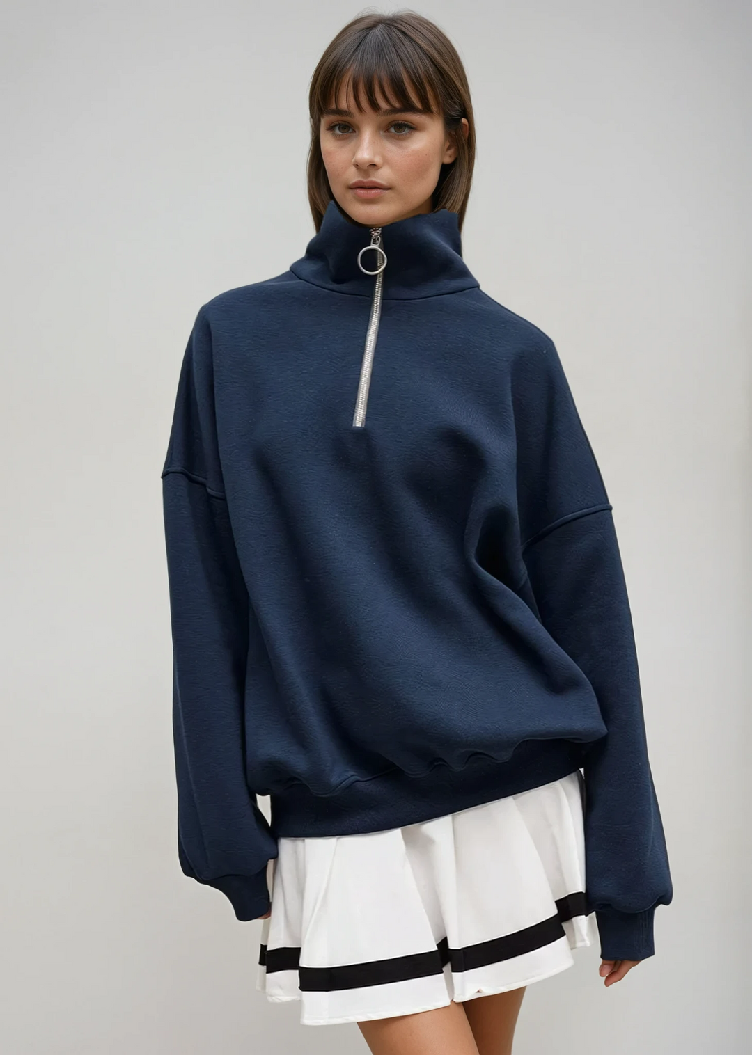Thirza | Ruimvallende Halfzip Trui