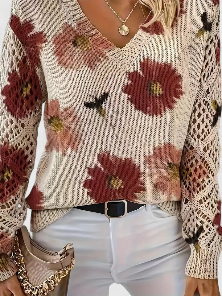 Mirte | Sierlijke Bloemenprint Trui
