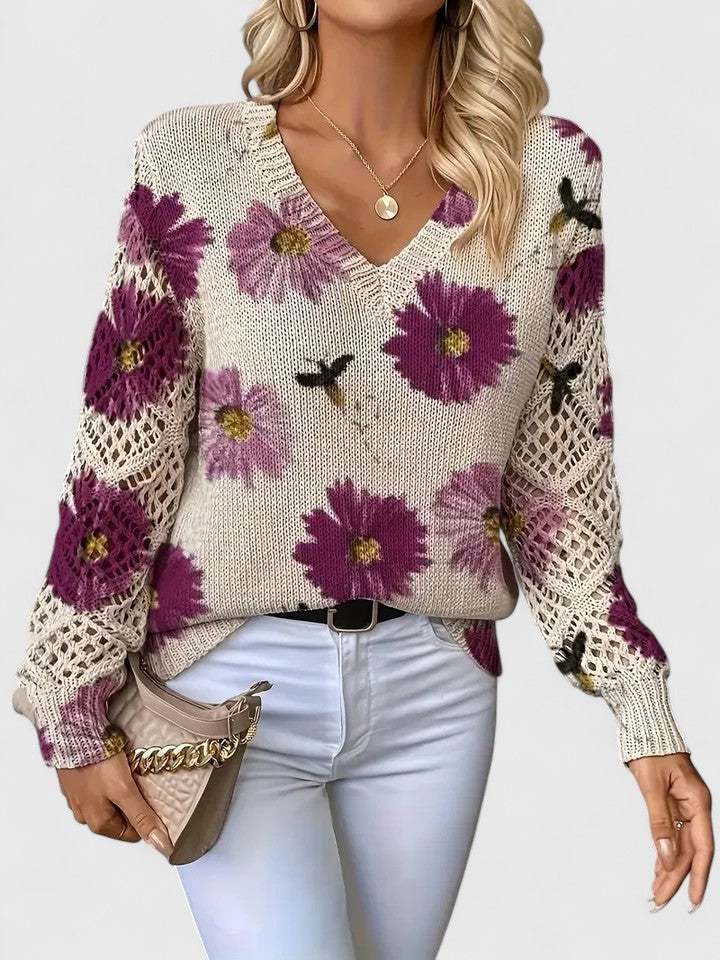 Mirte | Sierlijke Bloemenprint Trui