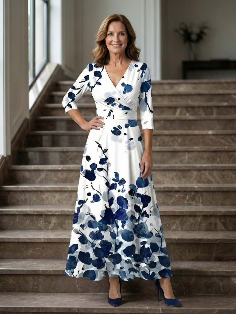 Josina | Bloemenprint Overslag Maxi-jurk