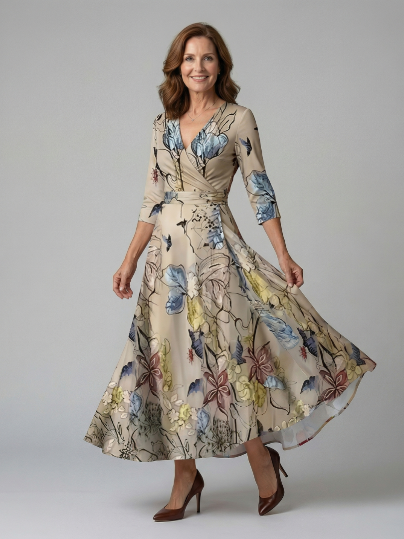 Josina | Bloemenprint Overslag Maxi-jurk