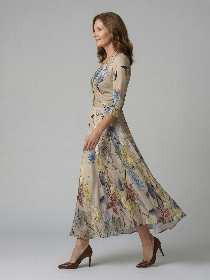 Josina | Bloemenprint Overslag Maxi-jurk