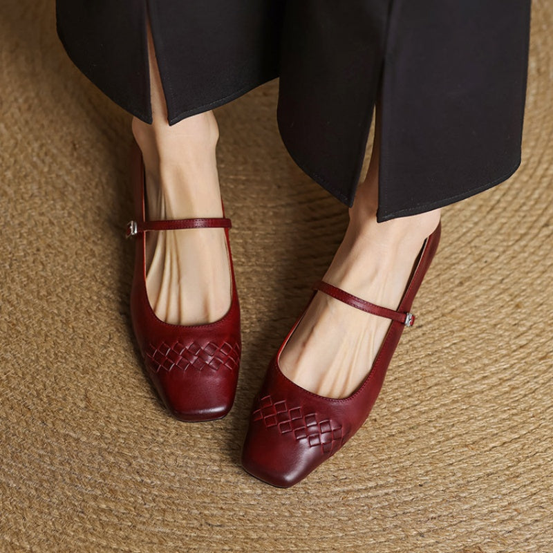 Diny | Elegante Vierkante Bandschoenen
