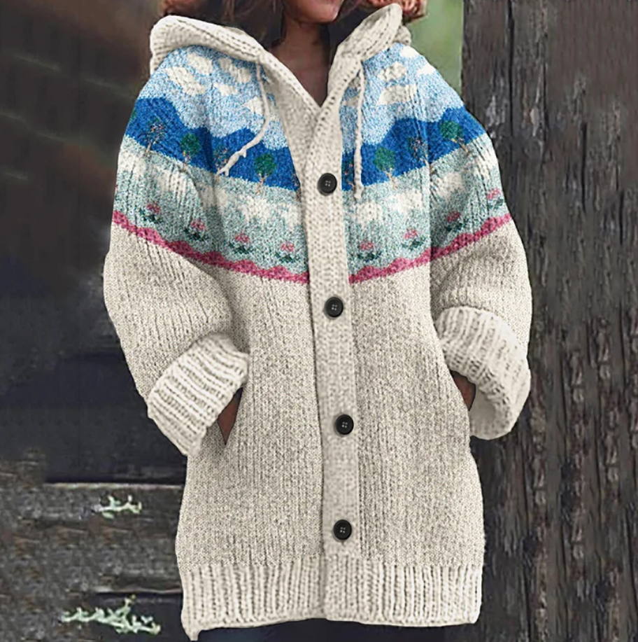 Sietske | Warm Capuchonvest met Noorse Print