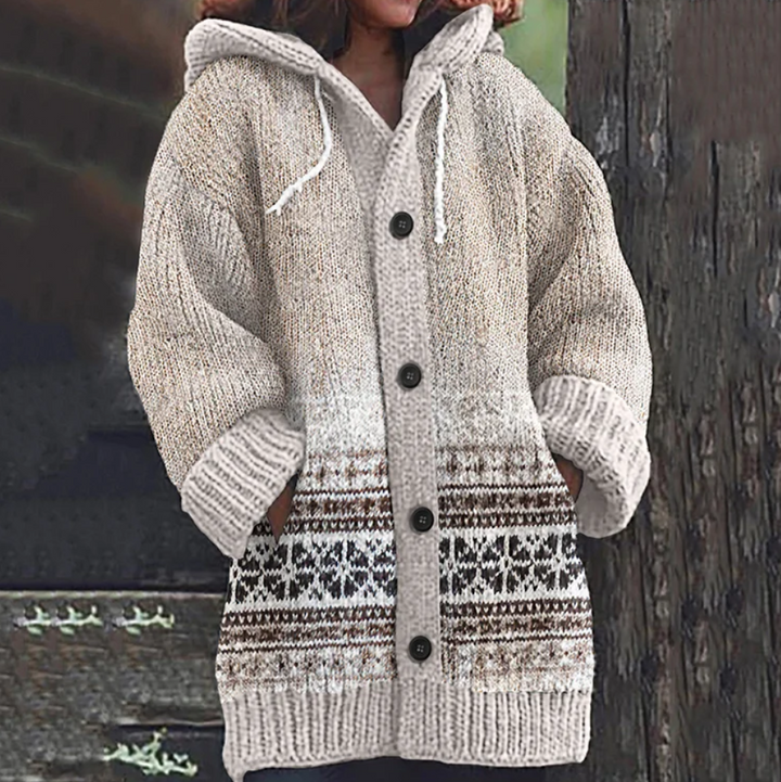 Sietske | Warm Capuchonvest met Noorse Print