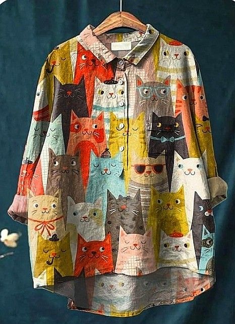 Rozalien | Vrolijke Blouse met Kattenprint