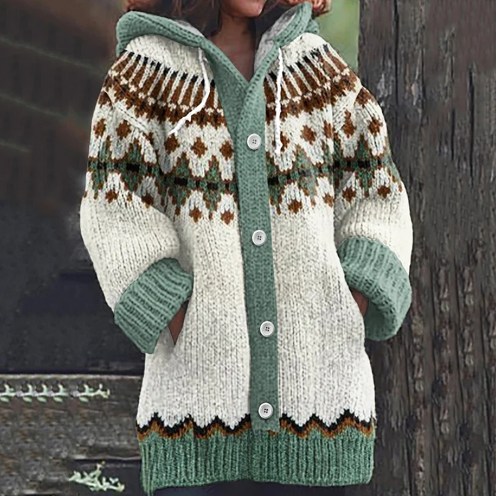 Sietske | Warm Capuchonvest met Noorse Print