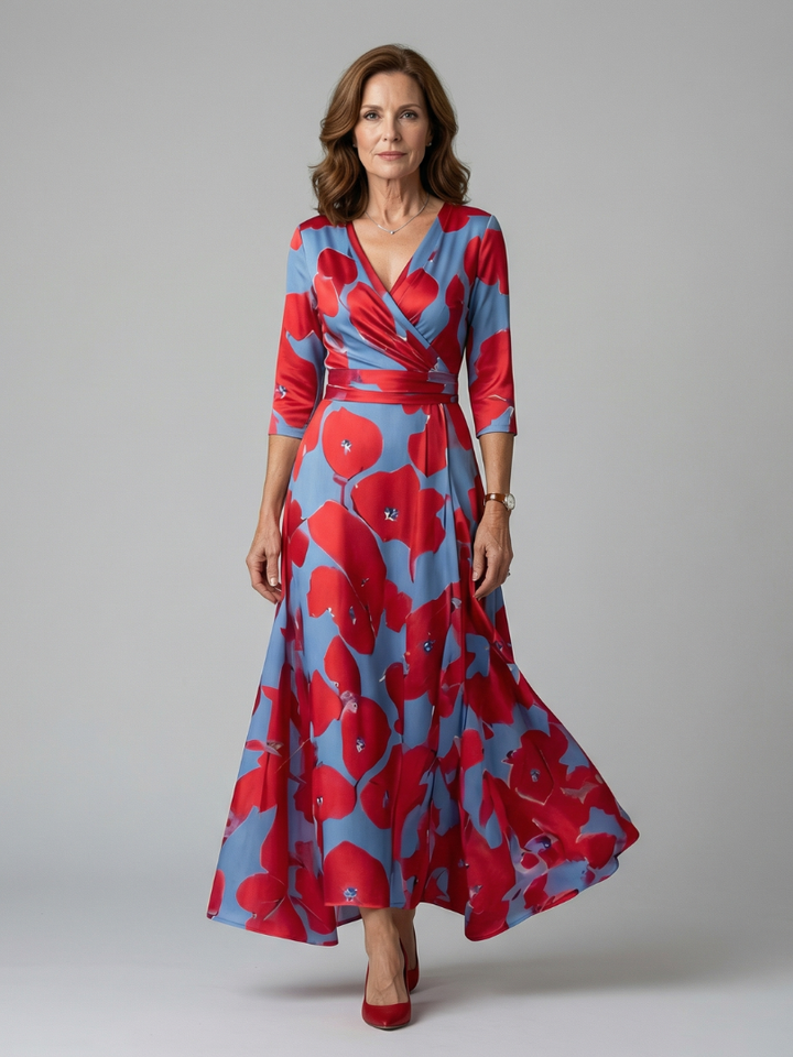 Josina | Bloemenprint Overslag Maxi-jurk