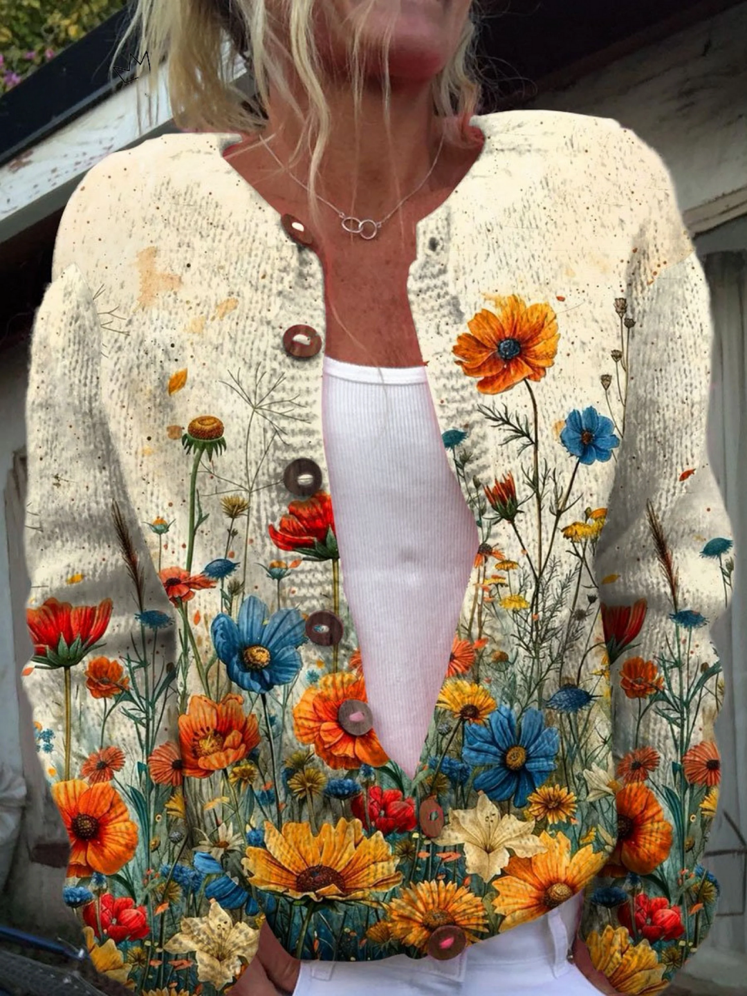 Corrie | Bloemrijk Vest met Knoopsluiting