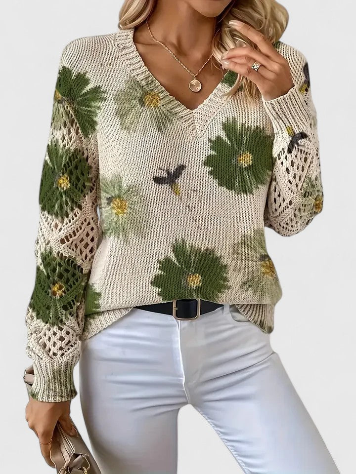 Mirte | Sierlijke Bloemenprint Trui