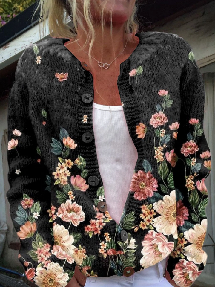 Dora | Bloemrijk Vest met Knoopsluiting