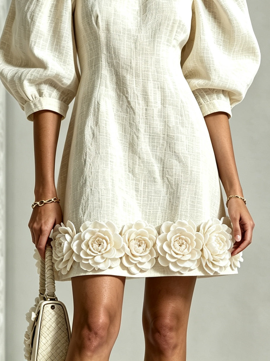 Merel | Elegante Bloemenjurk met Pofmouwen