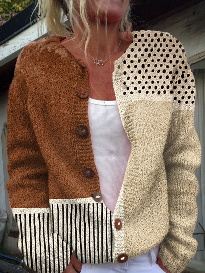 Marianne | Warm Vest met Kleurvlakken