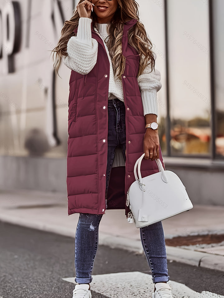 Mies | Lange Gewatteerde Bodywarmer met Capuchon