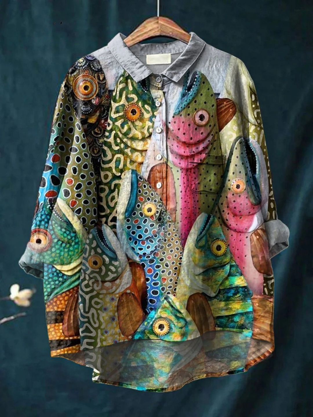 Lydia | Kunstzinnige Vissenprint Blouse