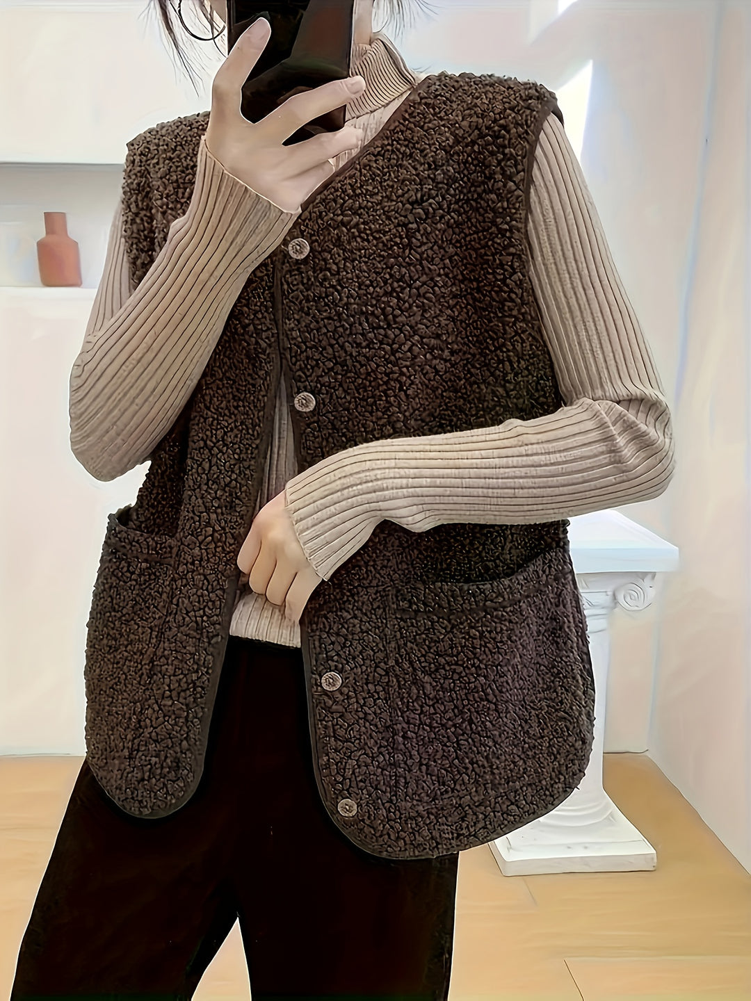 Gerdine | Zachte Bodywarmer met Knoopsluiting