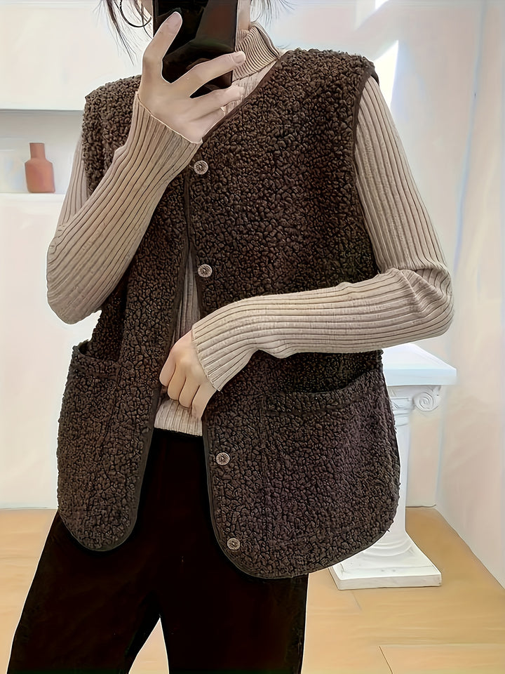 Gerdine | Zachte Bodywarmer met Knoopsluiting
