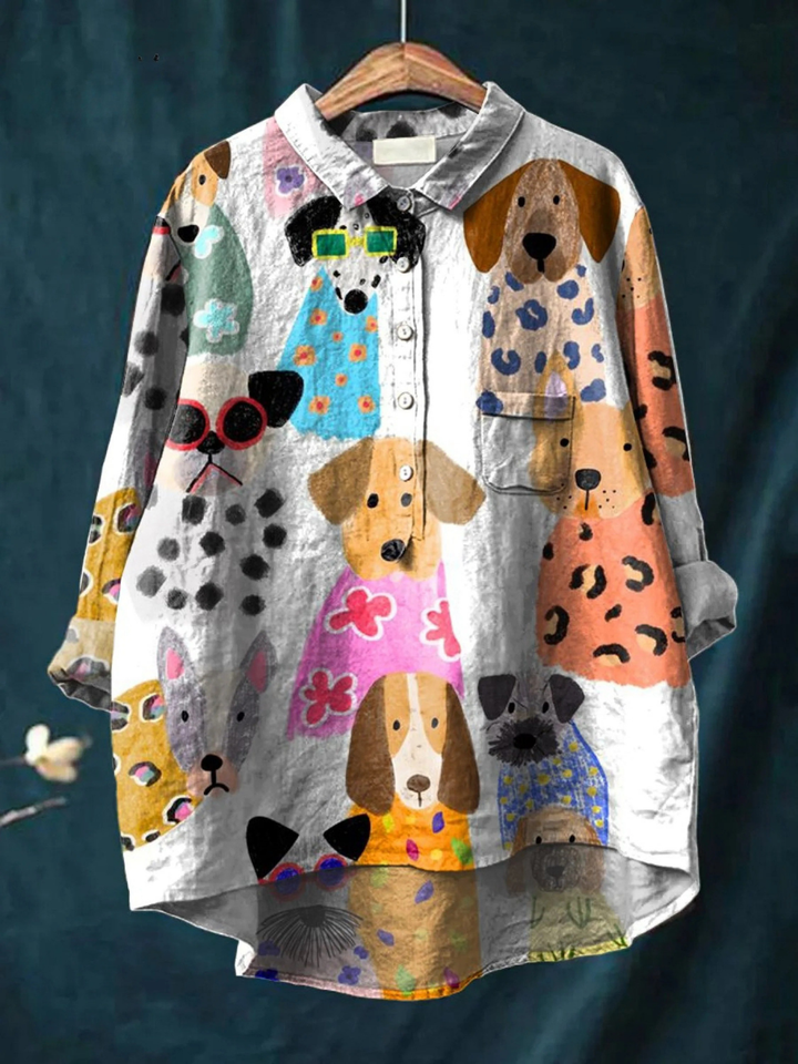 Annemieke | Vrolijke Honden-Blouse met Print