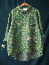 Janny | Bloemrijke Blouse met Dierenprint