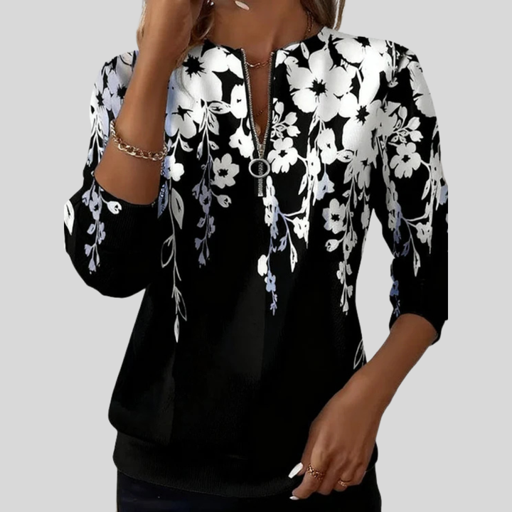 Marjolijn | Bloemenprint Top met Rits