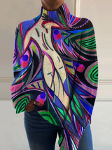 Geeske | Kunstzinnige Col-Top met Abstract Dessin