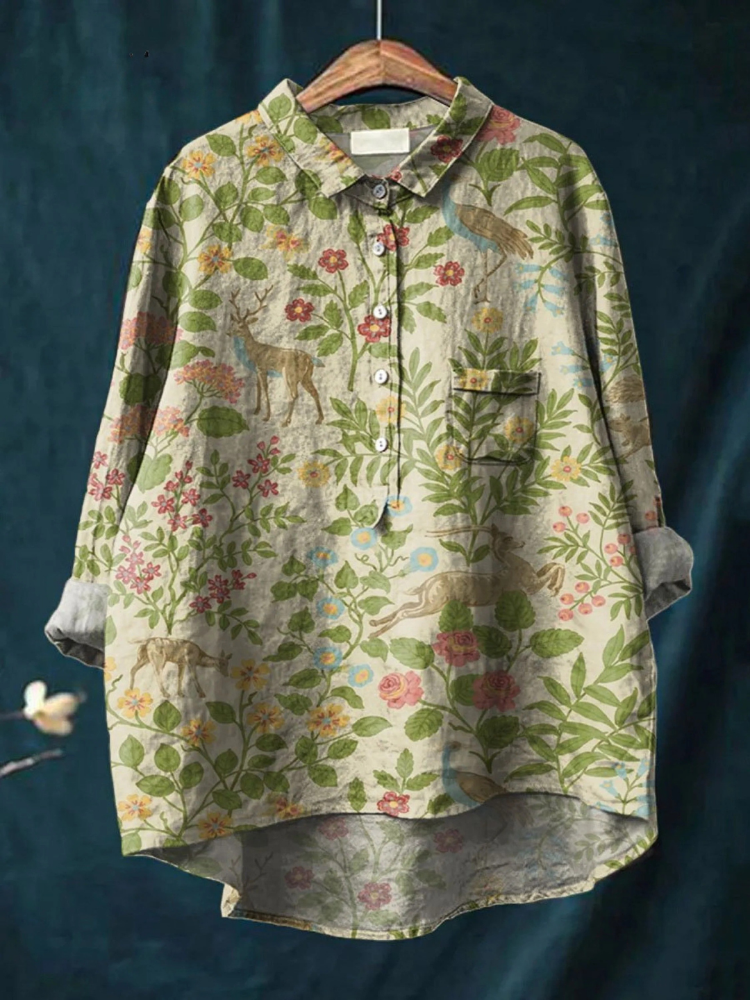 Janny | Bloemrijke Blouse met Dierenprint