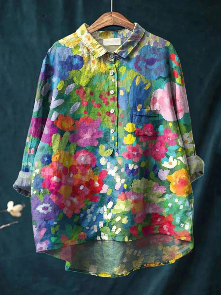 Margje | Bloemrijke Kunstprint Blouse