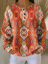 Marlijn | Bohemien Top met Etnisch Bloemenmotief