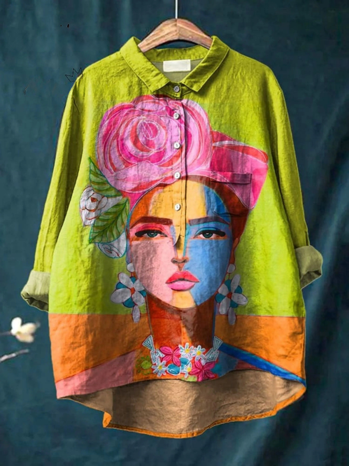 Karin | Artistieke Blouse met Kunstprint