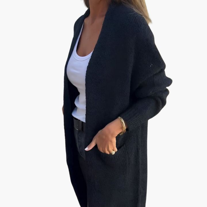 Greet | Lang Gebreid Vest met Zakken