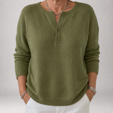Simone | Zachte Henley-Trui met Knoopsluiting