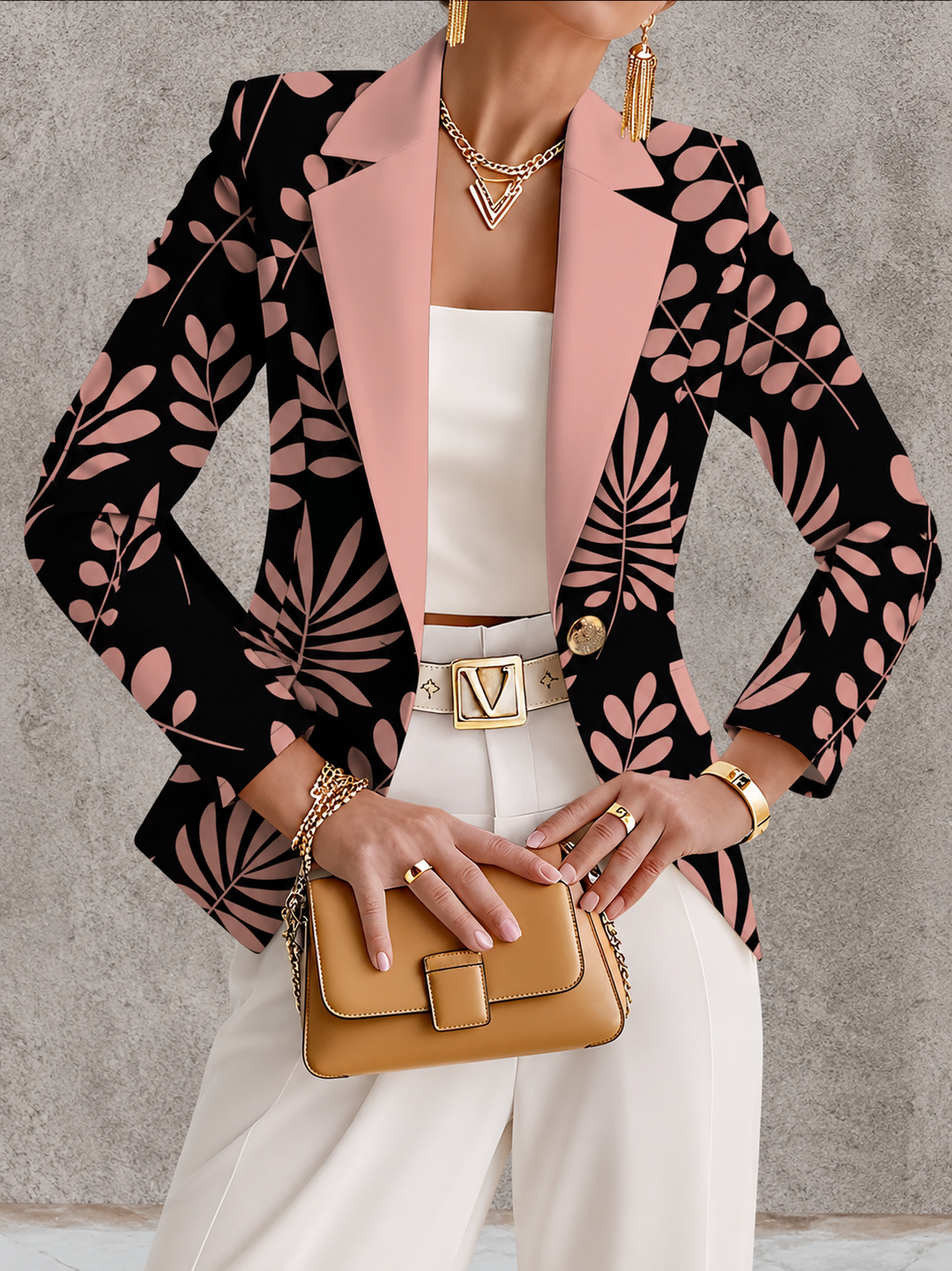 Katja | Verfijnde Bladprint Blazer