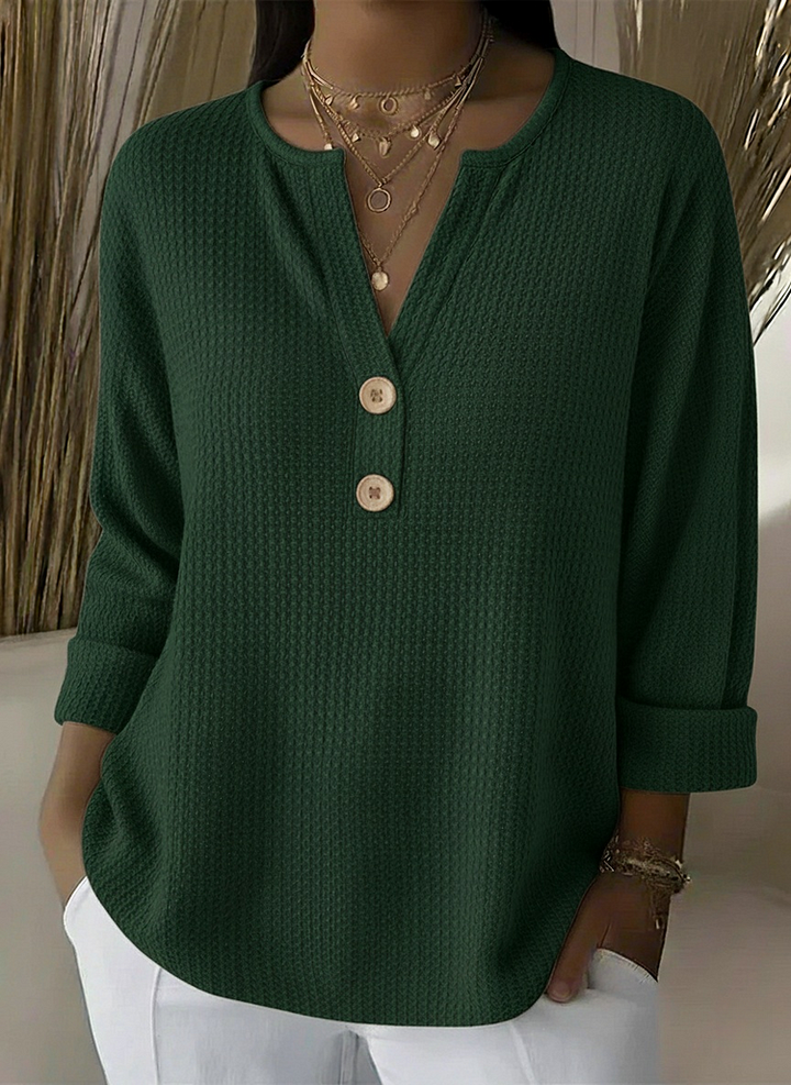Beatrijs | Verfijnde Henley-Top met Knopen