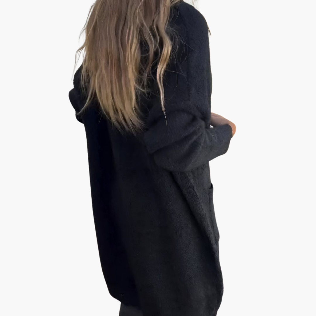 Greet | Lang Gebreid Vest met Zakken