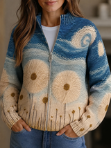 Bertha | Gewatteerd Vest met Kunstzinnige Print