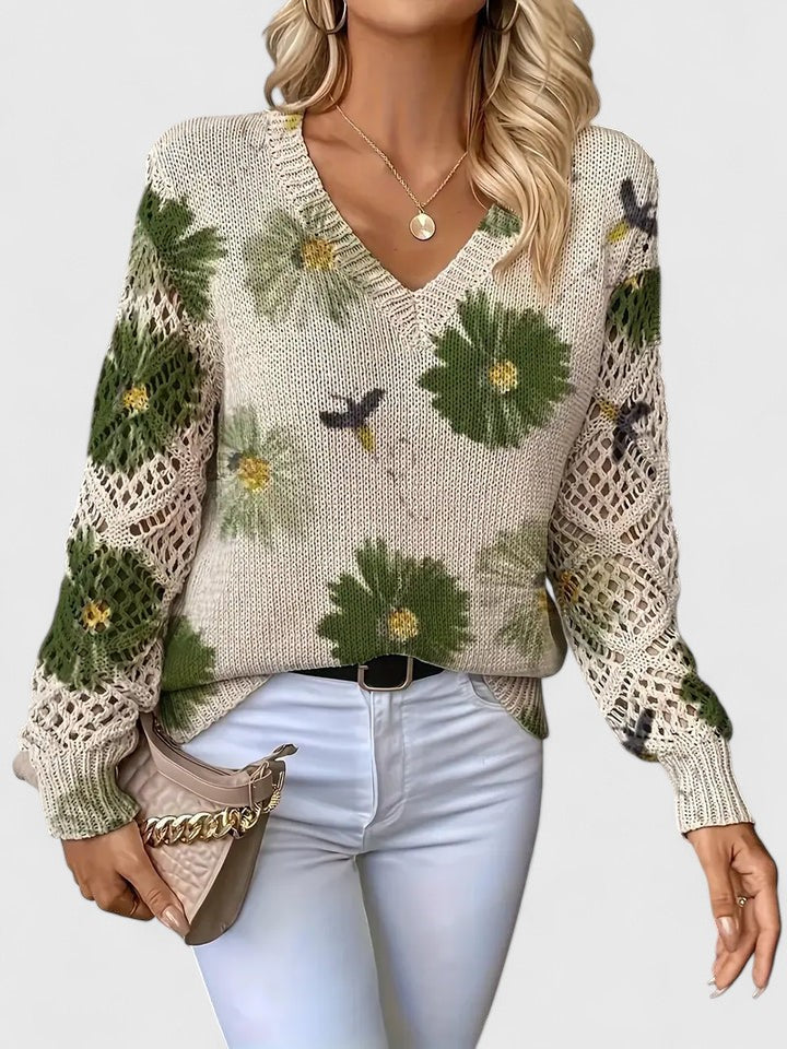 Mirte | Sierlijke Bloemenprint Trui