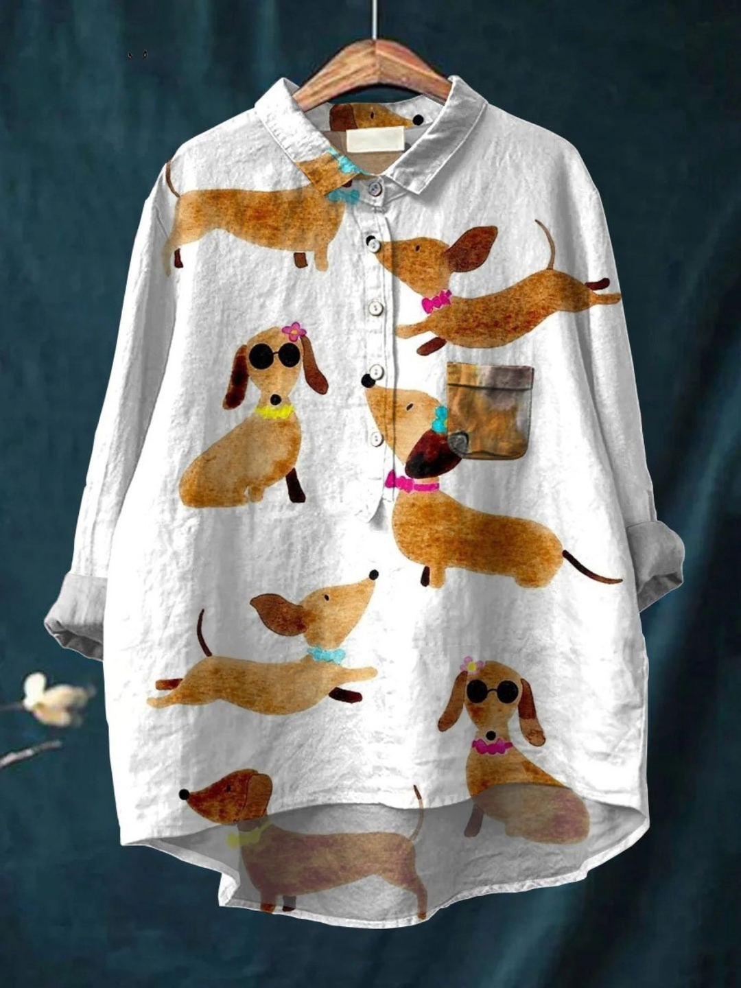 Lisanne | Speelse Blouse met Teckelprint