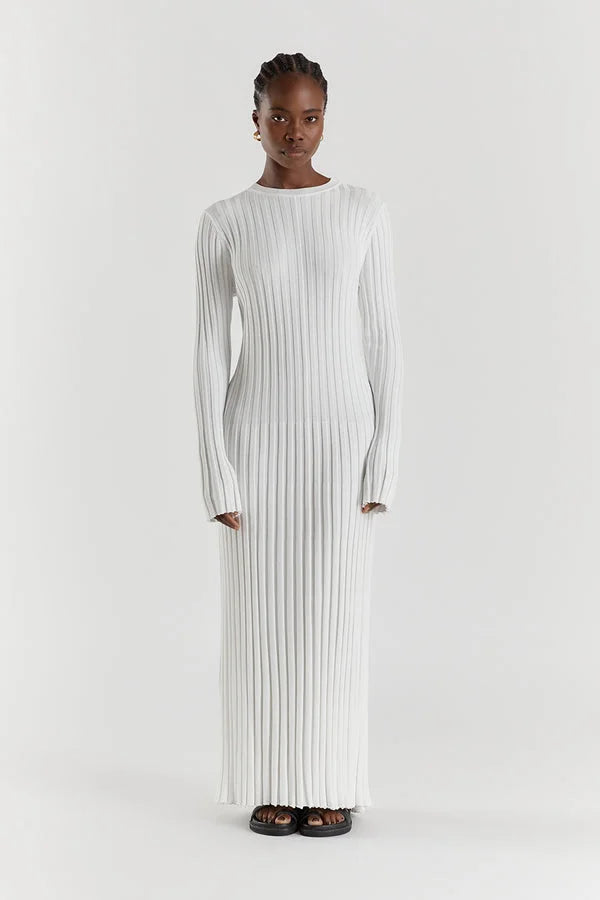 Mirthe | Geribbelde Midi-jurk met Ceintuur