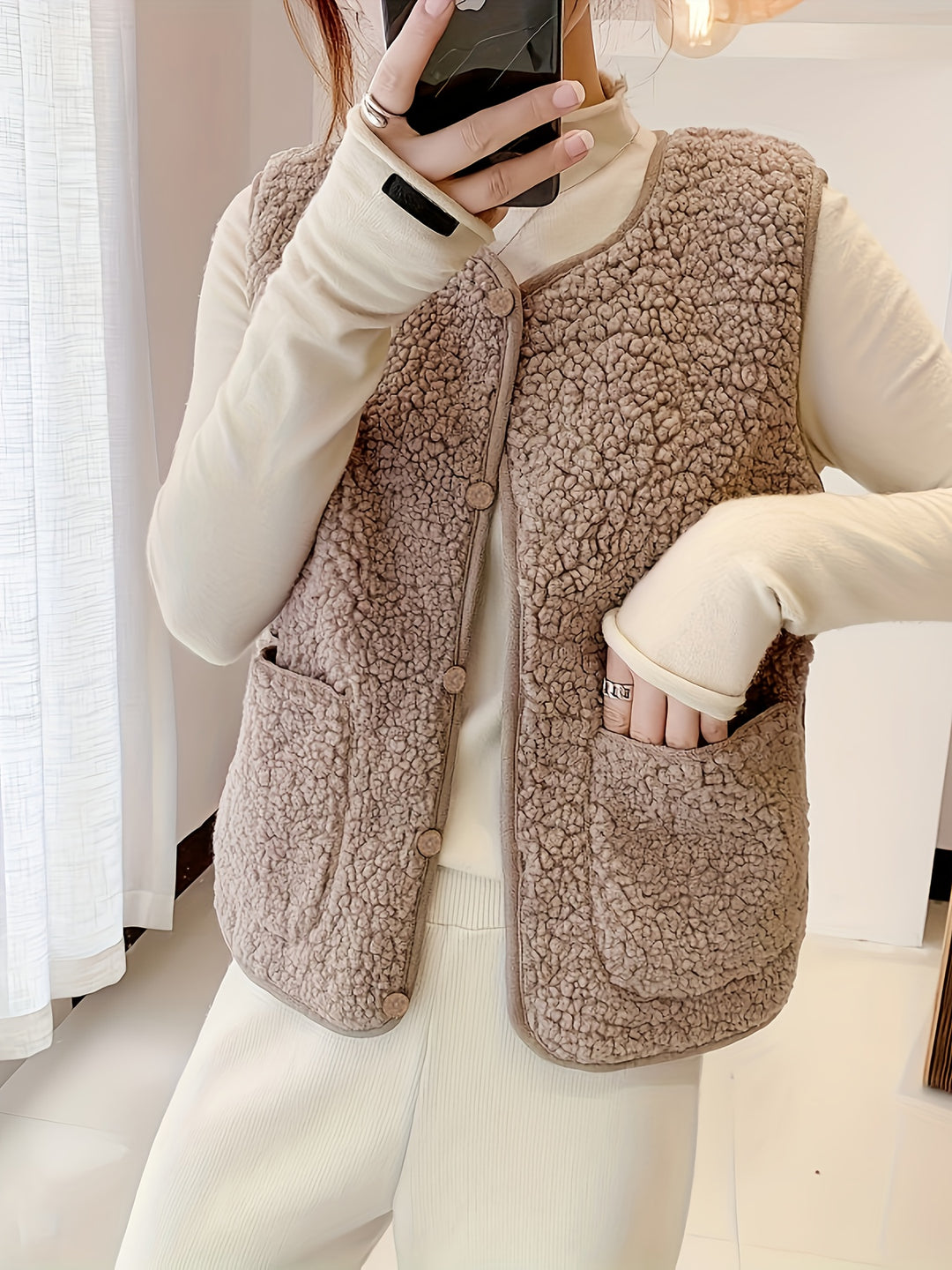 Gerdine | Zachte Bodywarmer met Knoopsluiting