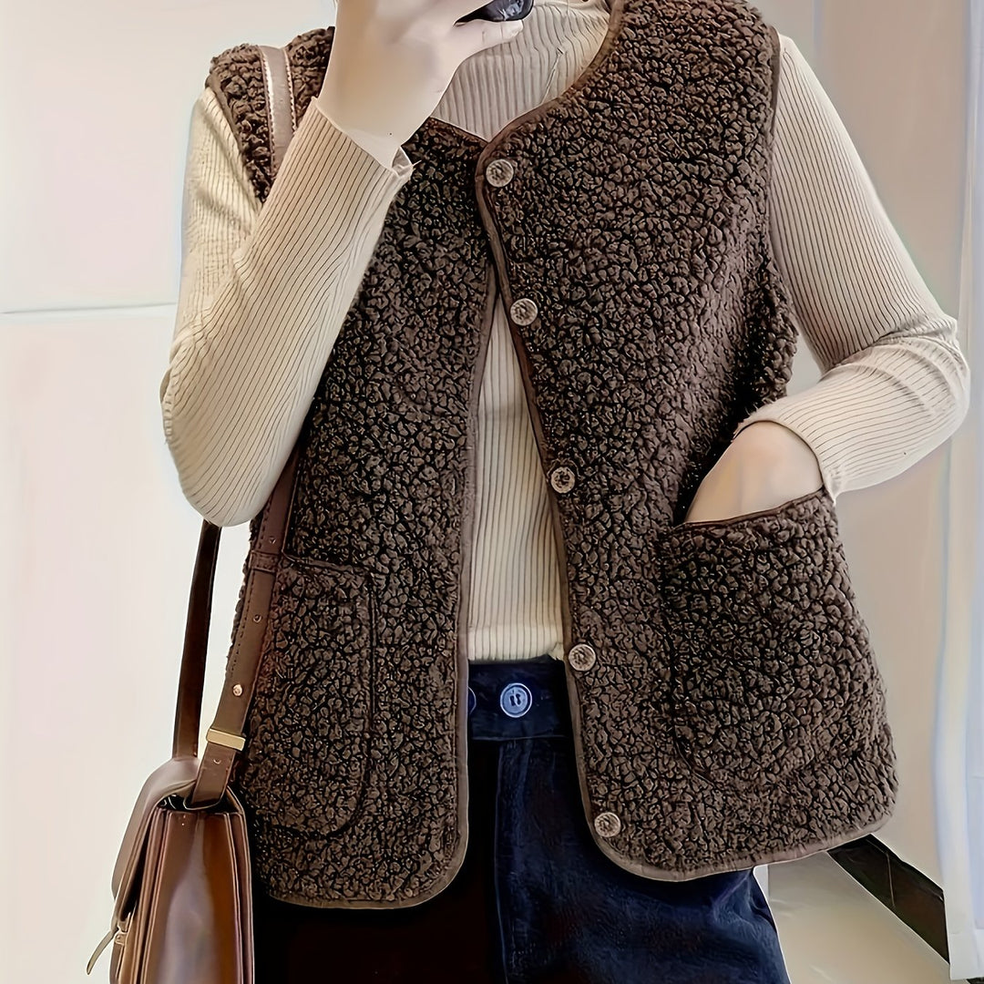 Gerdine | Zachte Bodywarmer met Knoopsluiting