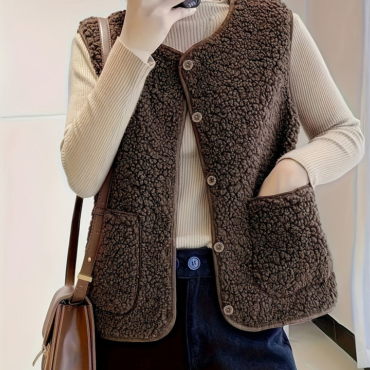 Gerdine | Zachte Bodywarmer met Knoopsluiting