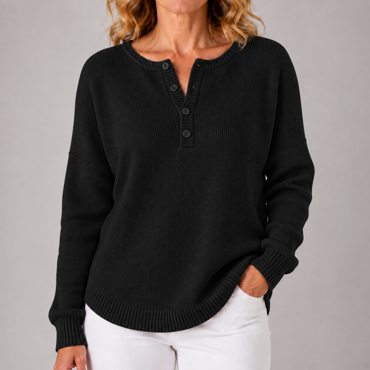 Marga | Klassieke Trui met Knoopsluiting