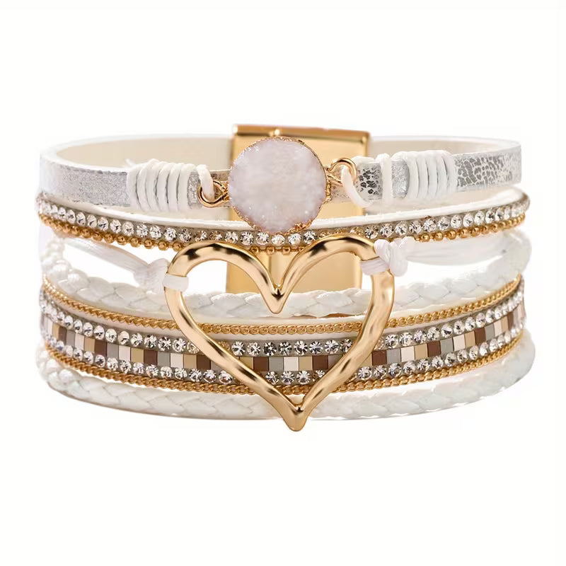 Britt | Bohemian Meerlaags Hart Armband