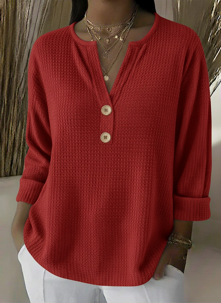 Beatrijs | Verfijnde Henley-Top met Knopen