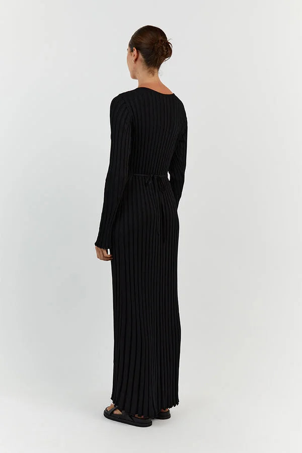 Mirthe | Geribbelde Midi-jurk met Ceintuur