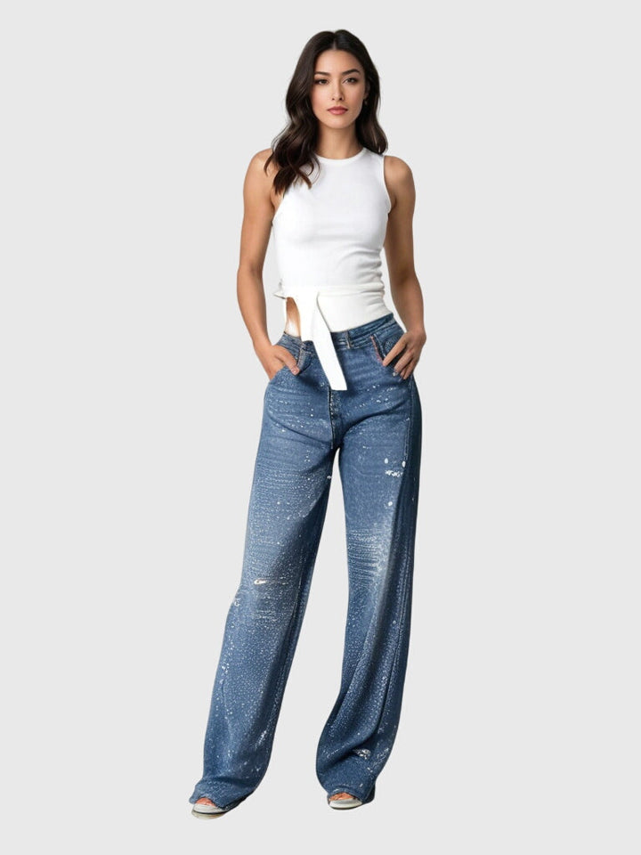 Titia | Glinsterende Wijde Broek