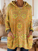 Wies | Warme Capuchontrui met Boho-motief