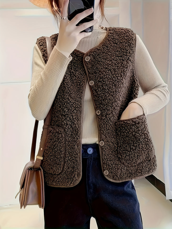 Gerdine | Zachte Bodywarmer met Knoopsluiting