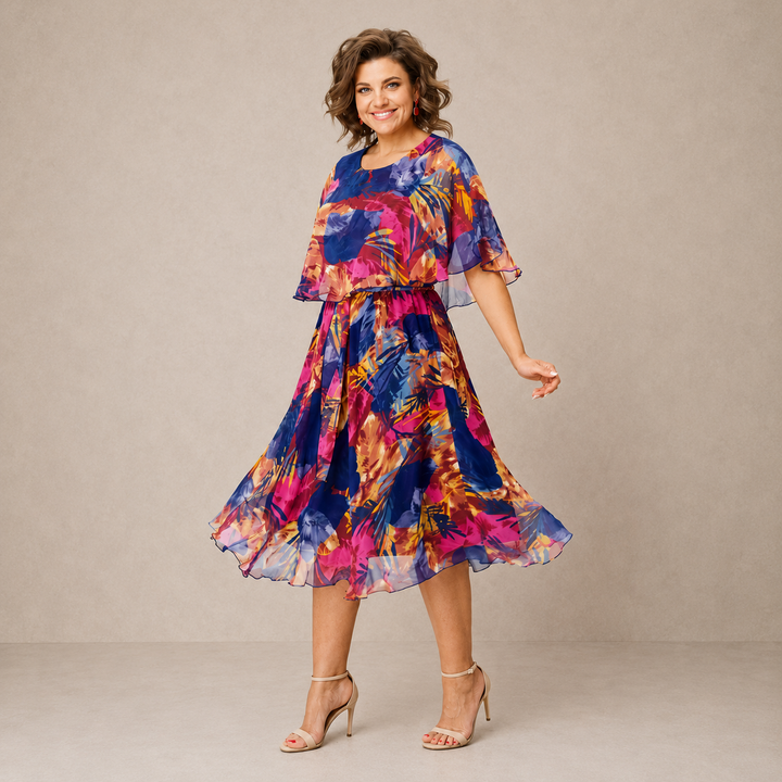 Hilde | Sierlijke Bloemen Midi-jurk