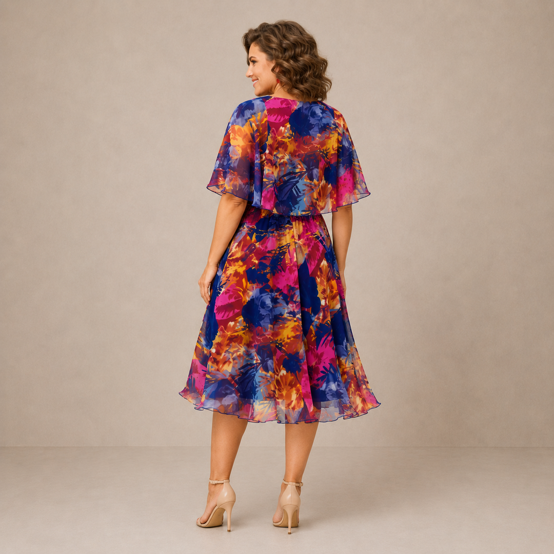 Hilde | Sierlijke Bloemen Midi-jurk